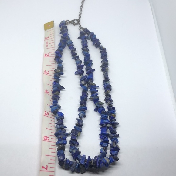 VINTAGE lapis lazuli sterling silver necklace double layer. - Picture 4 of 5
